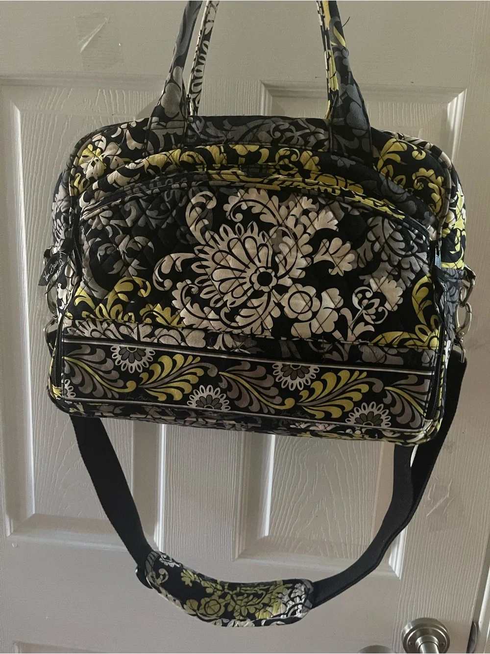 Vera Bradley Quilted Floral - Black & Yellow large laptop bag